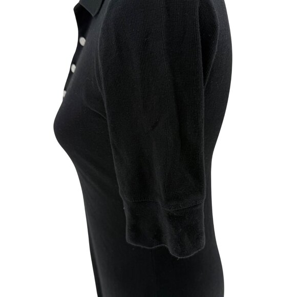 Lauren Ralph Lauren Black Polo-Style Knit Dress With Button-Front & Short Sleeve - Picture 8 of 12